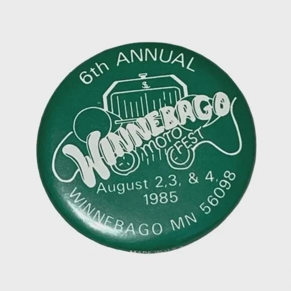 6th Annual Winnebago Motofest 1985 Vintage Pinback Button